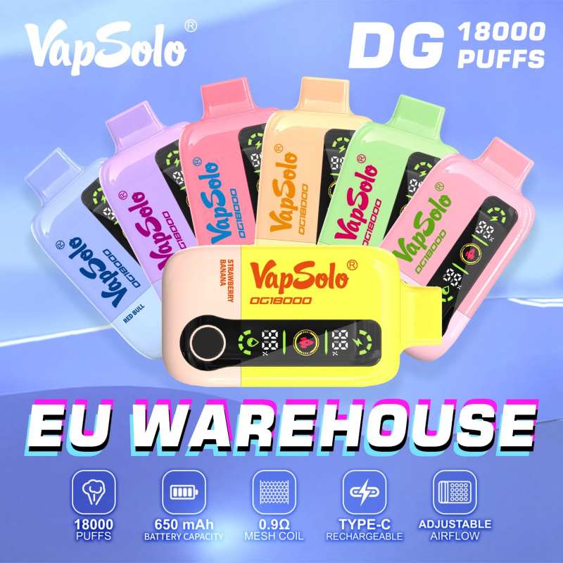 Vapsolo-EU-Warehouse-Vaper-E-Vape-Solo-15000-18000-20000-Puffs-E-Cigarettes-Puff-Original-Factory-600mAh-Rechargeable-Disposable-Vapes-Shisha-PenVapsolo DG 18000